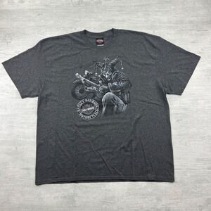 Vintage Y2K Harley Davidson Jester Shirt Size XXL Gray Biker Motorcycle Joker